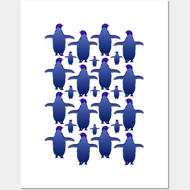 Blue Penguin Pattern Wall Art by Davey's Designs